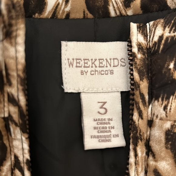 Chico's Weekends Animal Print Lightweight Fall Zip Front Jacket Sz 3 - Picture 8 of 11